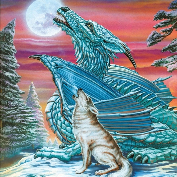 Moon Song Dragon & Wolf Jigsaw Puzzle 1000 pcs Wolf Dragon - Picture 4 of 4
